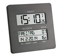 TFA Dostmann 60.4509 Timeline Orologio da Parete radiocomandato con indicatore di Temperatura (Grigio)