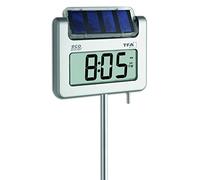 TFA Dostmann AVENUE PLUS Termometro digitale, 30.2030.54, da giardino con illuminazione solare, Argento