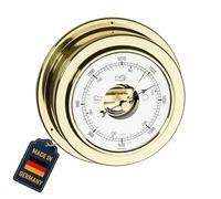 TFA Dostmann Barometro analogico Maritim, 29.4010.B, per previsioni meteorologiche, in Ottone Lucido, Misura la Pressione dell'Aria, Diametro 14 cm, Oro