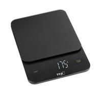 TFA Dostmann Bilancia da cucina digitale BROWNIE fino a 5 kg, 50.2008, superficie in vetro, funzione tara, tasti sensore, display LED illuminato, piatta e compatta, moderna, nera