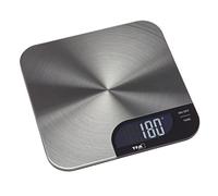 TFA Dostmann bilancia da cucina digitale CHEESECAKE, 50.2006.60, facile da pulire, funzione di pesatura tara, supporto antiscivolo, fino a 5 kg, in acciaio inox, argento