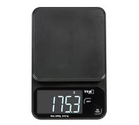 TFA Dostmann Bilancia da cucina digitale Cookie, 0,1 g, precisa, 50.2009, fino a 5 kg, superficie in vetro, funzione tara, bilancia fine, display LED illuminato, piatta e compatta, moderna, nera