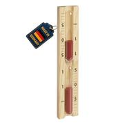 TFA Dostmann Clessidra per Sauna analogica 15 Minuti, 40.1058.11, Realizzata in Materiali Resistenti al Calore Pino e Vetro, Perfetto Come Accessorio per Sauna, Sabbia Rossa, Marrone