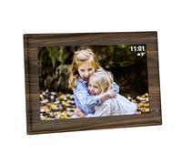TFA Dostmann Cornice portafoto digitale Wi-Fi con app Frameo, 37.1001, 10 pollici, con sensore di movimento, touch screen, con USB e Micro SD, per video e foto, effetto legno, colore marrone