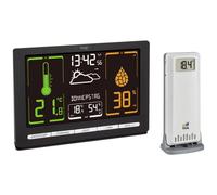 TFA Dostmann METEOchrome stazione meteo digitale 35.1132, display VA ben leggibile, previsioni meteo, con sensore esterno, misuratore di temperatura e umidità dell'aria, con orologio, nero