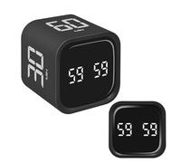 TFA Dostmann Mini Cube, 38.2061, per il metodo Pomodoro, studio, bambini, 5/10/30/60 minuti, gestione personalizzata del tempo, timer per lo sport, timer da ufficio, per cucinare, nero