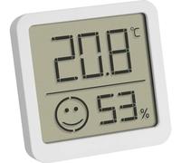 TFA Dostmann Mini Termoigrometro digitale, 30.5053.02, temperatura e umidità interna, piccolo e maneggevole, da appoggio o da appendere, bianco