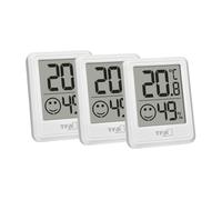 TFA Dostmann Mini termometro digitale interno, set da 3 pezzi, 30.5060.02.03, termometro ambiente, igrometro, misura umidità, temperatura, per il controllo del clima interno, batteria inclusa, bianco