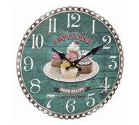 TFA Dostmann Cupcakes 60.3045.13-Orologio da Parete analogico Vintage, Motivo Cupcake, Diametro: 33 cm, Colore: Verde, (337 x (B) 41 x (H) 337 mm
