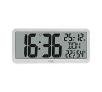 TFA Dostmann Orologio da parete digitale, 60.4525, grande, radicontrollato, moderno, con clima ambiente, data e giorno della settimana (anche in italiano), con grandi numeri per gli anziani, bianco