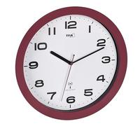 TFA Dostmann Orologio da parete radiocontrollato senza ticchettio, 60.3554, moderno, 32 cm, orologio radiocontrollato, di facile lettura, ideale per il soggiorno, la cucina o la camera da letto, rosso