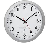 TFA Dostmann Orologio da parete wireless analogico, 60.3522.02, con lancetta dei secondi, quadrante grande coperchio in vetro, diametro 30 cm, argento con batteria