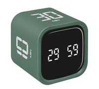 TFA Dostmann Pomodoro Timer Mini Cube, 38.2061, timer da cucina, ideale per cucinare o studiare, per gli esami, timer sportivo, regolabile individualmente, conto alla rovescia personalizzabile, verde