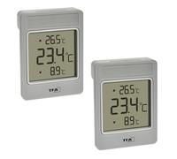 TFA Dostmann, set da 2 termometri da finestra WINDOO, digitale, 30.1067, misura temperatura est., facile installazione, resistenti alle intemperie, valori max/min, pellicola autoadesiva, grigio-bianco