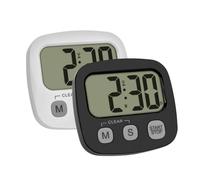 TFA Dostmann Set di 2 timer digitali cucina/sport/scuola, 38.2057.40.02, cronometro e tempo, magnetico, nero e bianco