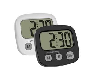TFA Dostmann Set di 2 timer digitali cucina/sport/scuola, 38.2057.40.02, cronometro e tempo, magnetico, nero e bianco