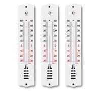 TFA Dostmann Set di 3 termometro interni ed esterni, 95.1032, in metallo, analogico, resistenti alle intemperie, Made in Germany, massima precisione, clima interno, temperatura esterna, bianco