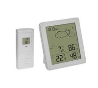 TFA Dostmann Stazione meteo Clear, 35.1168.02, con sensore esterno, temperatura umidità interna esterna, previsioni meteo con pressione dell'aria e simboli, digitale, piccolo e compatto, bianco
