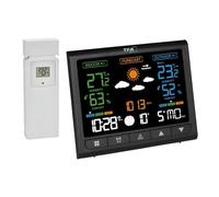 TFA Dostmann stazione meteo con sensore esterno con display VA Contrast, 35.1171, termometro e igrometro per interni/esterni, previsioni meteo, allarme temperatura, orologio, nero