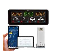 TFA Dostmann Stazione meteo con sensore esterno wireless TFA.me, 35.8107, previsioni meteo professionali da wetter.com per 4 giorni, portale online, ideale per l'ufficio, valori max/min, allarme, nero