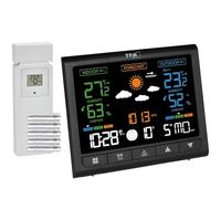 TFA Dostmann Stazione meteo radio con sensore esterno Contrast, 35.1171, display VA, termometro e igrometro per interni ed esterni, con previsioni meteo, allarme temperatura, orologio radio (nero con