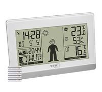 TFA Dostmann Stazione meteo radio Weather Boy, 35.1159, temperatura esterna/interna, previsioni meteo, fase lunare/sole e tramonti (bianco con batterie)