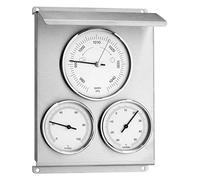 TFA Dostmann Stazione meteorologica analogica per esterni, 20.2010.60, con barometro, igrometro e termometro, in acciaio inox, resistente alle intemperie, argento