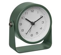 TFA Dostmann Sveglia analogica da comodino, Design, 60.1042.04, senza ticchettio, extra silenziosa, in metallo, con retroilluminazione, adatta anche come orologio da tavolo, verde