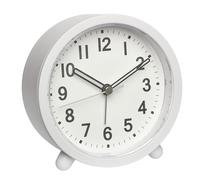 TFA Dostmann Sveglia da comodino analogica alimentata a batteria, 60.1043.02, senza ticchettio, con retroilluminazione, orologio da tavolo, con sveglia e funzione snooze, stile retrò, bianco