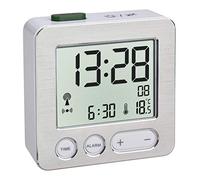TFA Dostmann Sveglia da comodino digitale, 60.2545.54 radiocontrollata, con temperatura, allarme, funzione snooze, plastica, bianco/argento