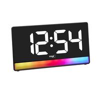 TFA Dostmann Sveglia da comodino digitale con luce d'atmosfera, 60.2051, sfumatura di colore o 8 colori, 4 livelli di luminosità, allarme con snooze, facile da leggere, funzione di ricarica, nero