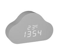 TFA Dostmann Sveglia da comodino Digitale con Nuvole Clocco Cloud, 60.2040, Sveglia per Bambini, Display Invisibile, con Visualizzazione di Ora o Data e Temperatura, 3 Livelli di Luminosità, Grigio