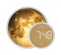 TFA Dostmann Sveglia da comodino digitale luminoso, con luce d'atmosfera, 60.2050, pellicola lunare, luce notturna, SOLUNA MINI, funzione alba, aiuto per addormentarsi, funzione di ricarica, bianca