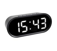TFA Dostmann Sveglia digitale con luci LED, 60.2025.01, temperatura interna inclusa, durata dello snooze regolabile, plastica, 15 cm x 6,5 cm, nera, 1 pezzo