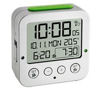 TFA Dostmann Sveglia digitale da comodino Bingo, 60.2528.54, orologio radiocontrollato, funzione snooze, retroillumnazione, due allarmi, argento