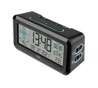 TFA Dostmann Sveglia digitale radiocontrollata BOXX2, 60.2562.01.GB, da comodino, due sveglie attivabili separamente, con termoigrometro, nero