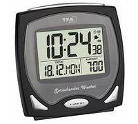 TFA Dostmann Sveglia wireless parlante, ideale per ipovedenti, 60.2541.01, 12,7 x 12,4 x 68,0 cm, nera, plastica