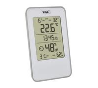 TFA Dostmann Termoigrometro digitale 30.5057 per interni, misuratore di umidità dell'aria con termometro per ambiente, antimuffa, soggiorno, garage, camera da letto, 72 x 16 x 120 mm, bianco