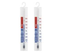 TFA Dostmann Termometro analogico da frigorifero, set da 2, 95.1034, frigorifero, congelatore, con zone di raffreddamento, Made in Germany, monitoraggio della temperatura, bianco