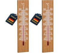 TFA Dostmann Termometro analogico interno/esterno in legno, 12.1054.01, rovere oliato, marrone, Made in Germany, massima precisione con regolazione a 2 punti, resistente alle intemperie
