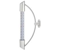 TFA Dostmann Termometro analogico per finestra OR on supporto in acciaio inox, 14.6015, resistente alle intemperie, misurazione della temperatura esterna, argento