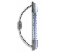 TFA Dostmann Termometro analogico per finestra ORBIS con supporto in acciaio inox, 14.6015, resistente alle intemperie, misurazione della temperatura esterna, argento