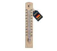 TFA Dostmann Termometro analogico per interni, 12.1004, di provenienza tedesca, alta precisione, in legno massiccio di faggio, marrone