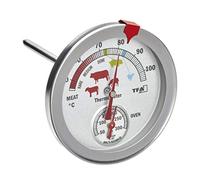 TFA Dostmann Termometro analogico per arrosti/forni 14.1027, in acciaio inox, resistente al calore, con diversi livelli di cottura, per la misurazione della temperatura al cuore, argento
