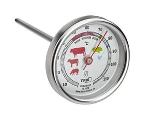 TFA Dostmann Termometro da cucina analogico per arrosti in acciaio inox, 14.1028, ideale per carne, pesce, pollame, termometro per carne, perfettamente arrostita, argento