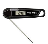 TFA Dostmann Termometro digitale per carne con tasto Thermo Jack 30.2035, misurazione precisa +/- 0,5°, termometro per barbecue, cucina, lavabile (IP65), punta sottile in acciaio inox (nero con
