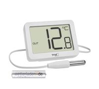 TFA Dostmann Termometro digitale per interni ed esterni, 30.1066, con sensore di temperatura impermeabile, valori massimi e minimi, con magnete/supporto, (bianco con batteria)