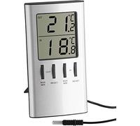 TFA Dostmann Termometro Digitale per Interni ed Esterni, Temperatura Esterna, Temperatura Interna, Ideale Anche per congelatore/Acquario, 30.1027, Grigio Argento