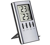 TFA Dostmann Termometro Digitale per Interni ed Esterni, Temperatura Esterna, Temperatura Interna, Ideale Anche per congelatore/Acquario, 30.1027, Grigio Argento