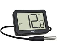 TFA Dostmann Termometro digitale per interni-esterni, 30.1066.01, incl. sensore di temperatura impermeabile, valori massimi e minimi, con magnete/supporto, nero